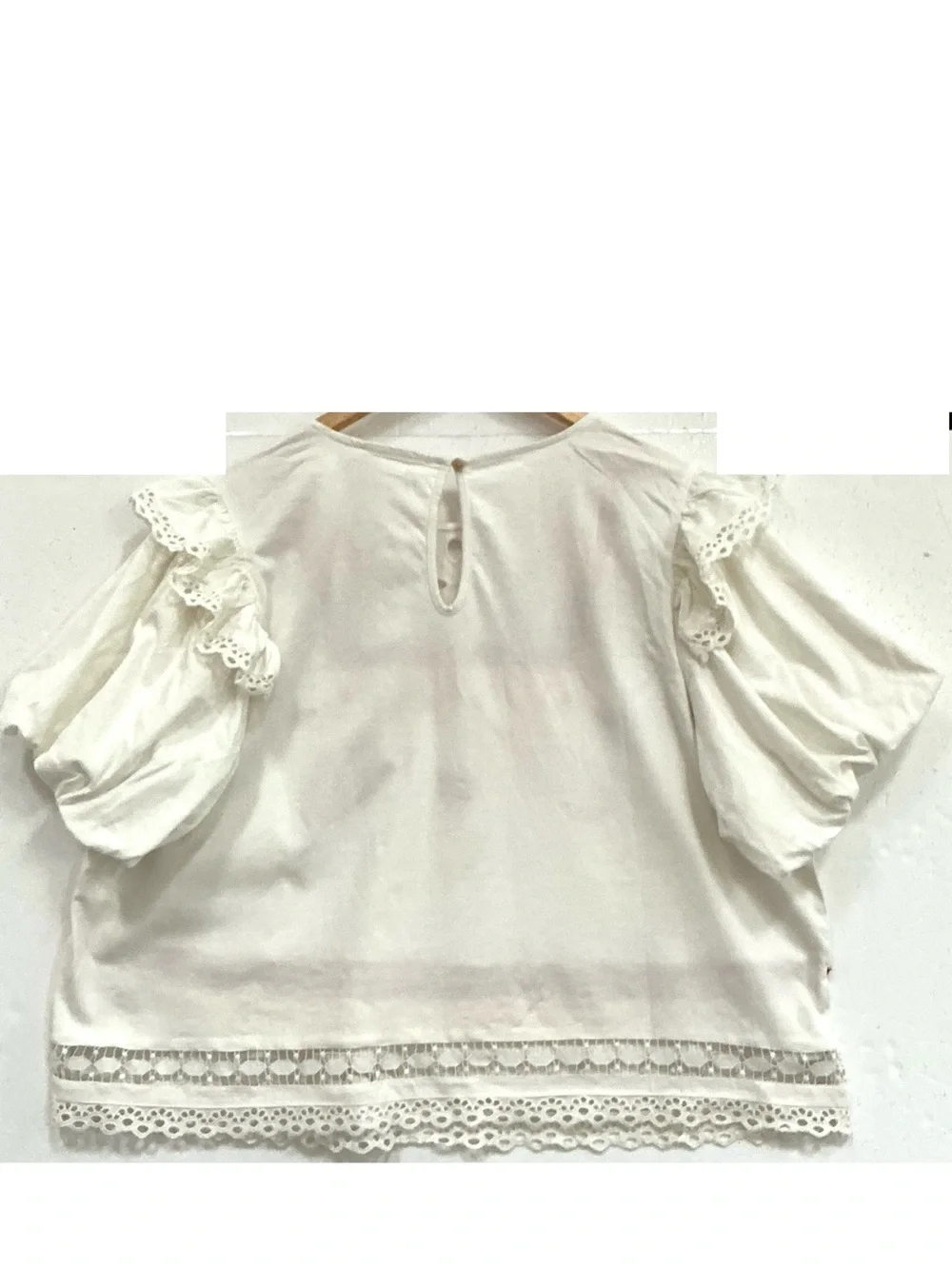 White Peasant Blouse with Red Embroidery by Anthropologie 2X